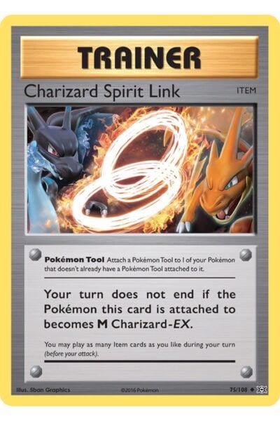 Charizard Spirit Link, Pokémon Tool-kort nummer 75/108 fra Evolutions
