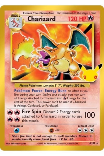 Charizard nummer 4, Rare Holo fra 30th Celebration: Classic Collection, illustreret af Mitsuhiro Arita