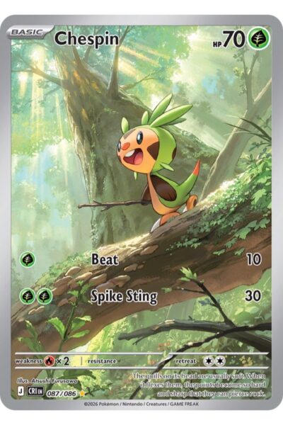 Chespin 87/86 Illustration Rare fra Chaos Rising, illustreret af Atsushi Furusawa