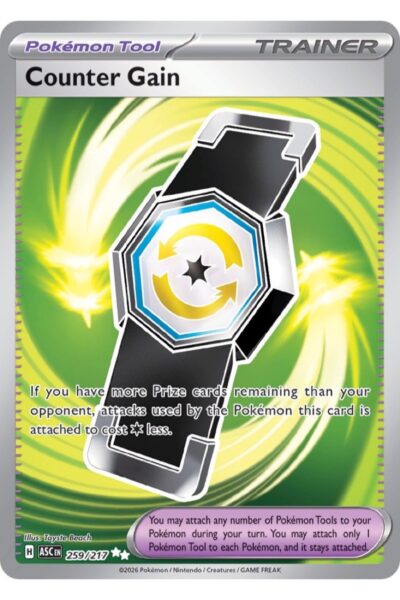 Counter Gain 259/217 Ultra Rare Pokémon Tool-kort fra Ascended Heroes, illustreret af Toyste Beach