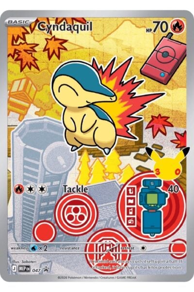 Cyndaquil 47/Mega Evolution Black Star Promos, illustration af Saboteri
