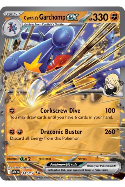 Cynthia's Garchomp ex, Fighting-type Pokémon-kort nummer 111/217 fra sættet Ascended Heroes