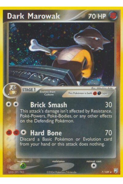 Dark Marowak, Pokémon-kort nummer 7/109 fra Team Rocket Returns, Rare Holo illustreret af Mitsuhiro Arita