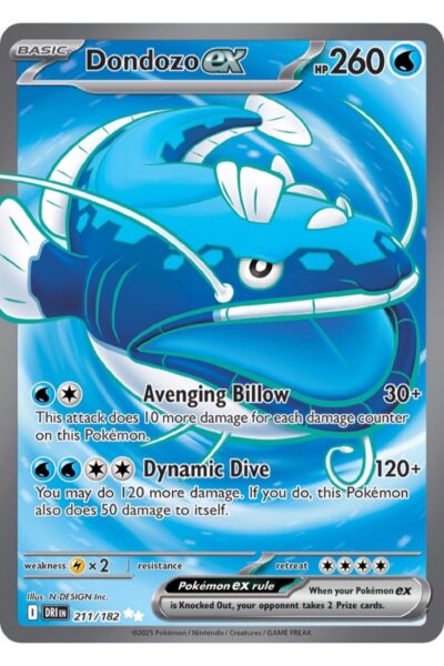 Dondozo ex 211/182 Ultra Rare fra Destined Rivals, Water-type Pokémon-kort med 260 HP