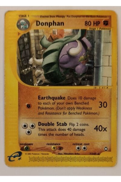 Donphan, 7/147, Rare fra Aquapolis, illustreret af Mitsuhiro Arita