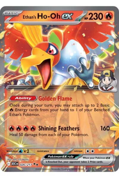 Ethan's Ho-Oh ex, 26/217, Double Rare fra Ascended Heroes