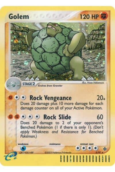 Golem 5/97 Rare Holo fra sættet Dragon, illustreret af Hisao Nakamura