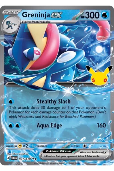 Greninja ex kort nummer 21/128 fra sættet 30th Celebration