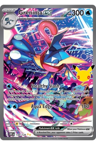 Greninja ex 148/128 Special Illustration Rare fra 30th Celebration, illustreret af GIDORA