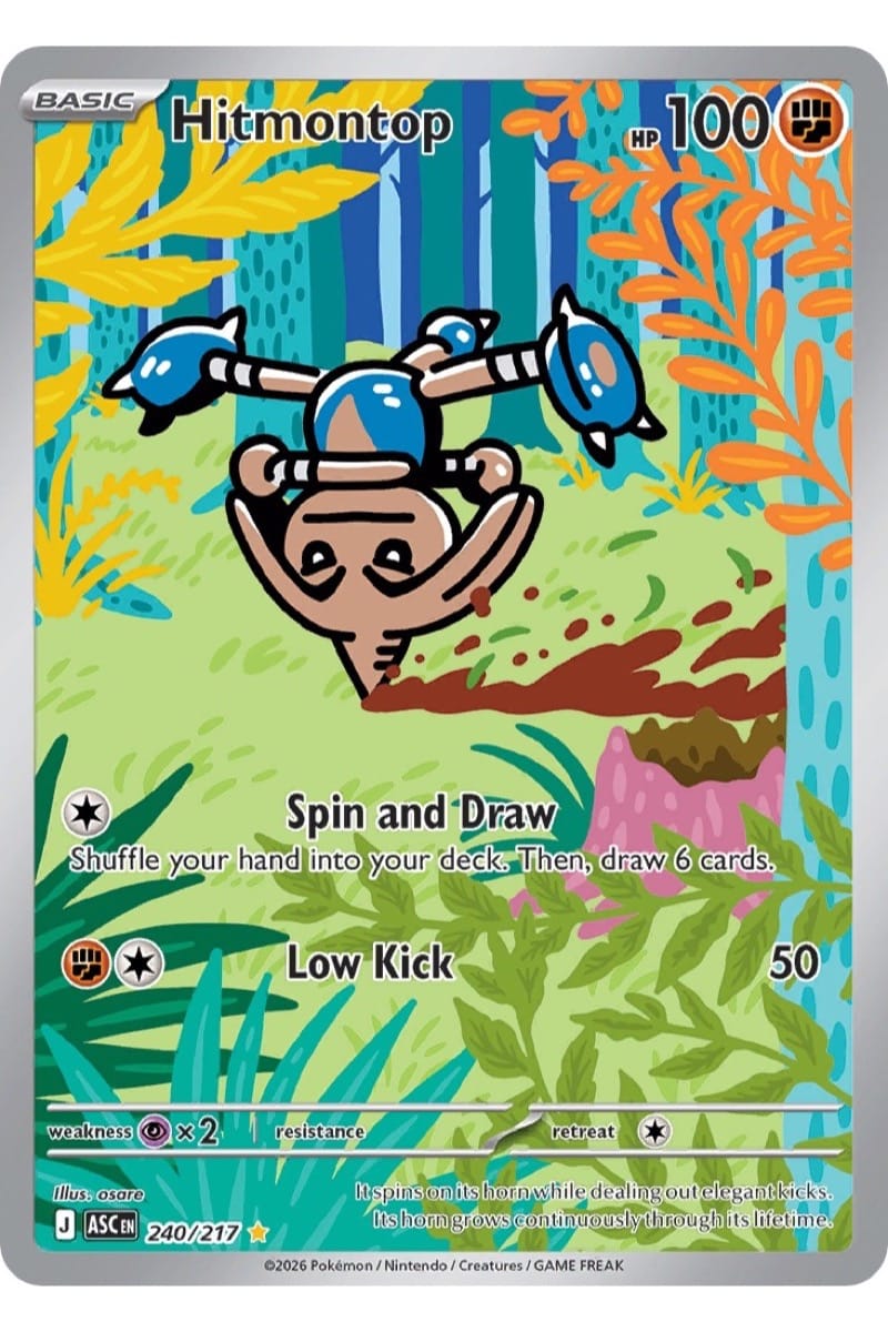 Hitmontop 240/217 Illustration Rare fra Ascended Heroes med illustration af osare