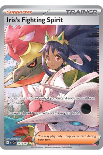Iris's Fighting Spirit 292/217 Special Illustration Rare fra Ascended Heroes, illustreret af Kuroimori