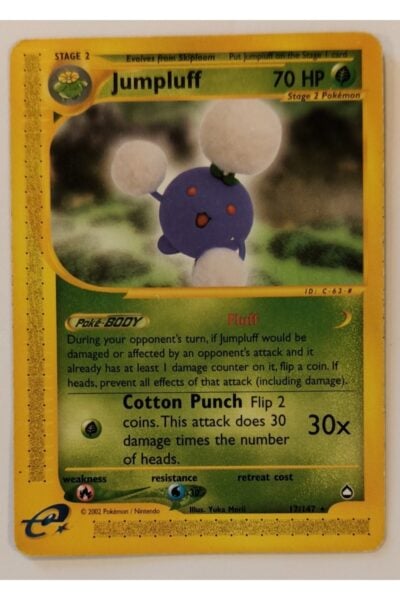Jumpluff 17/147 Rare fra Aquapolis, illustreret af Yuka Morii