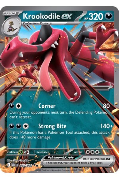 Krookodile ex 55/86 Double Rare fra Chaos Rising, illustreret af 5ban Graphics