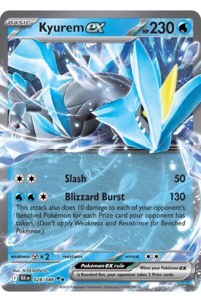 Kyurem ex, Water-Pokémon-kort nummer 28/86 fra Black Bolt, Double Rare