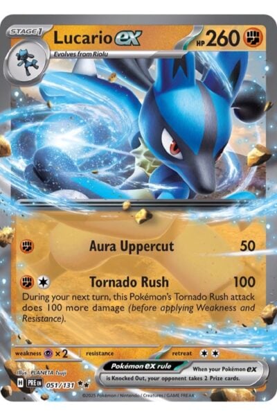 Lucario ex kort fra Prismatic Evolutions, nummer 51/131