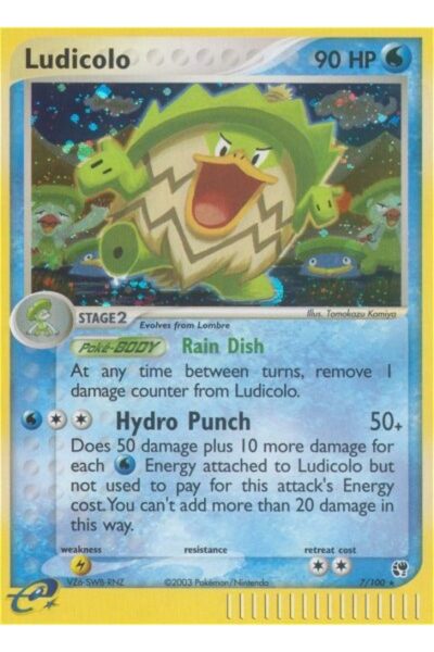 Ludicolo 7/100 Rare Holo kort fra Pokémon-sættet Sandstorm
