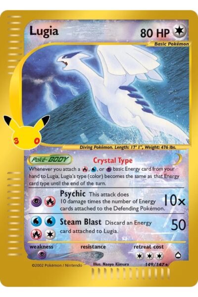 Lugia 149 Rare Secret fra 30th Celebration: Classic Collection, illustreret af Naoyo Kimura