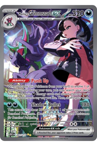 Marnie's Grimmsnarl ex 287/217, Special Illustration Rare fra Ascended Heroes, illustreret af Ligton