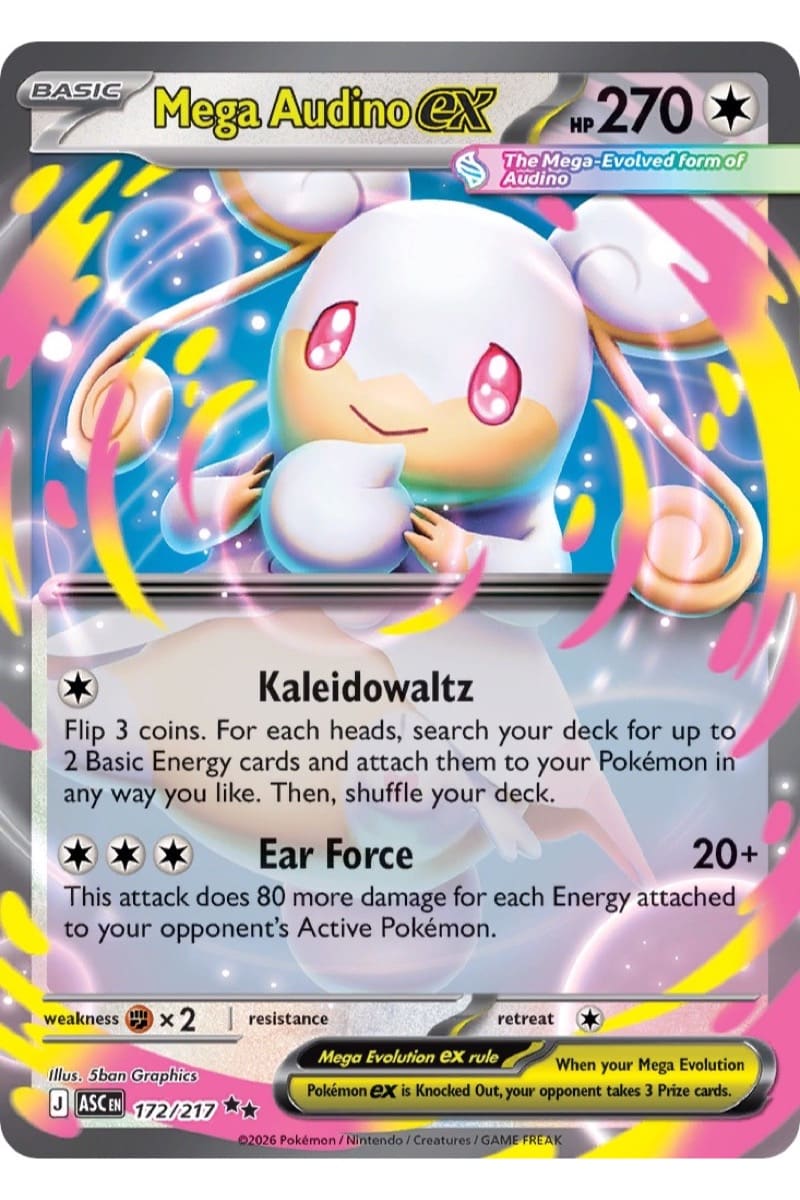 Mega Audino ex, nummer 172/217, Double Rare fra sættet Ascended Heroes