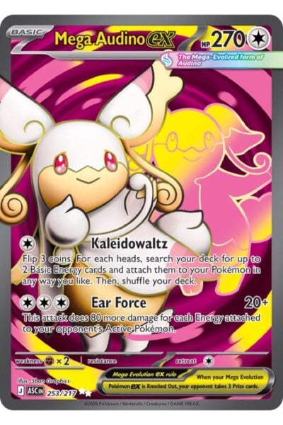 Mega Audino ex 253/217 Ultra Rare fra Ascended Heroes, illustreret af 5ban Graphics