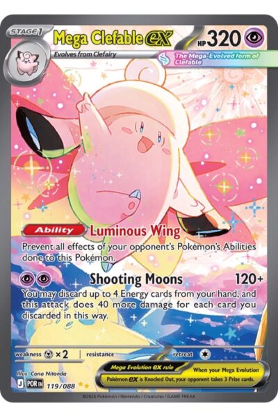 Mega Clefable ex, Pokémon-kort nummer 119/88 fra Perfect Order i Special Illustration Rare