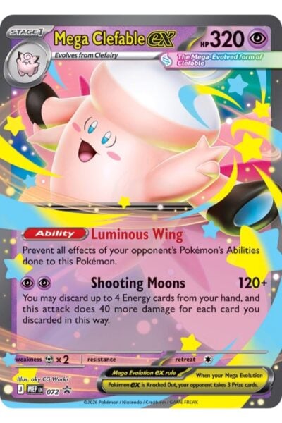 Mega Clefable ex, promo-kort nummer 72 fra Mega Evolution Black Star Promos
