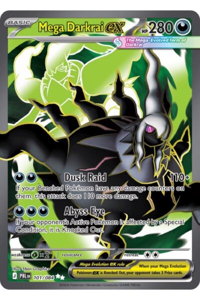 Mega Darkrai ex 101/84 Ultra Rare fra Pitch Black, illustreret af 5ban Graphics