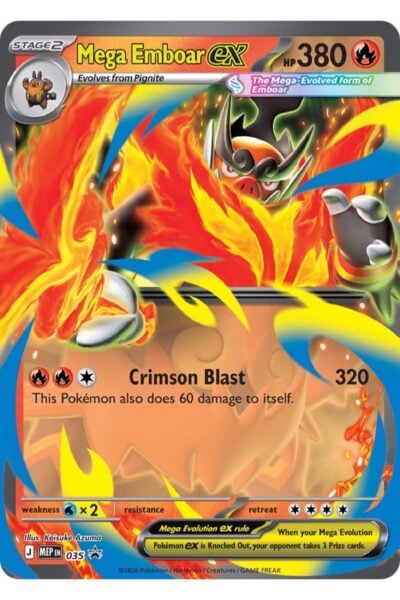 Mega Emboar ex, nummer 35, promo-kort fra Mega Evolution Black Star Promos