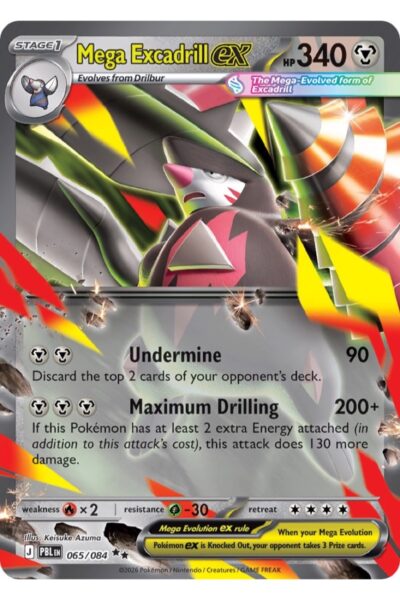 Mega Excadrill ex 65/84 Double Rare fra Pitch Black, illustreret af Keisuke Azuma