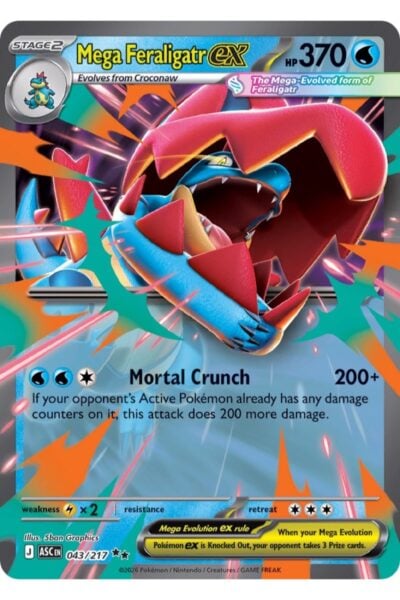 Mega Feraligatr ex kort, nummer 43/217, fra sættet Ascended Heroes