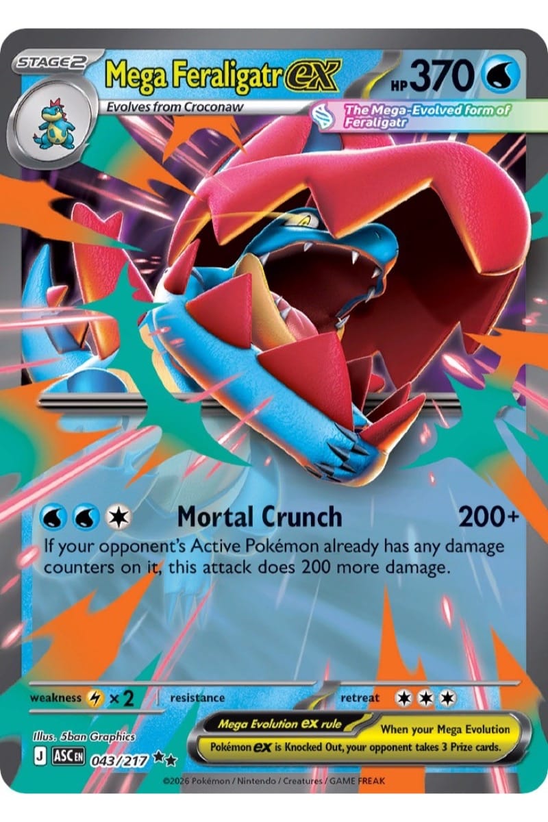 Mega Feraligatr ex kort, nummer 43/217, fra sættet Ascended Heroes