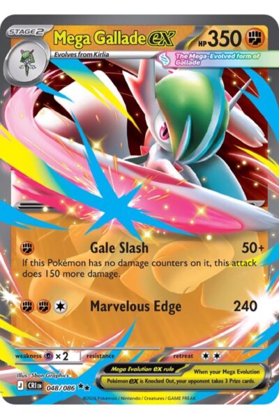 Mega Gallade ex, 48/86 Double Rare fra Chaos Rising, illustreret af 5ban Graphics