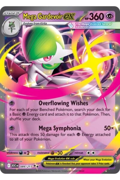 Mega Gardevoir ex, 89/217, Double Rare fra Ascended Heroes, illustreret af takuyoa