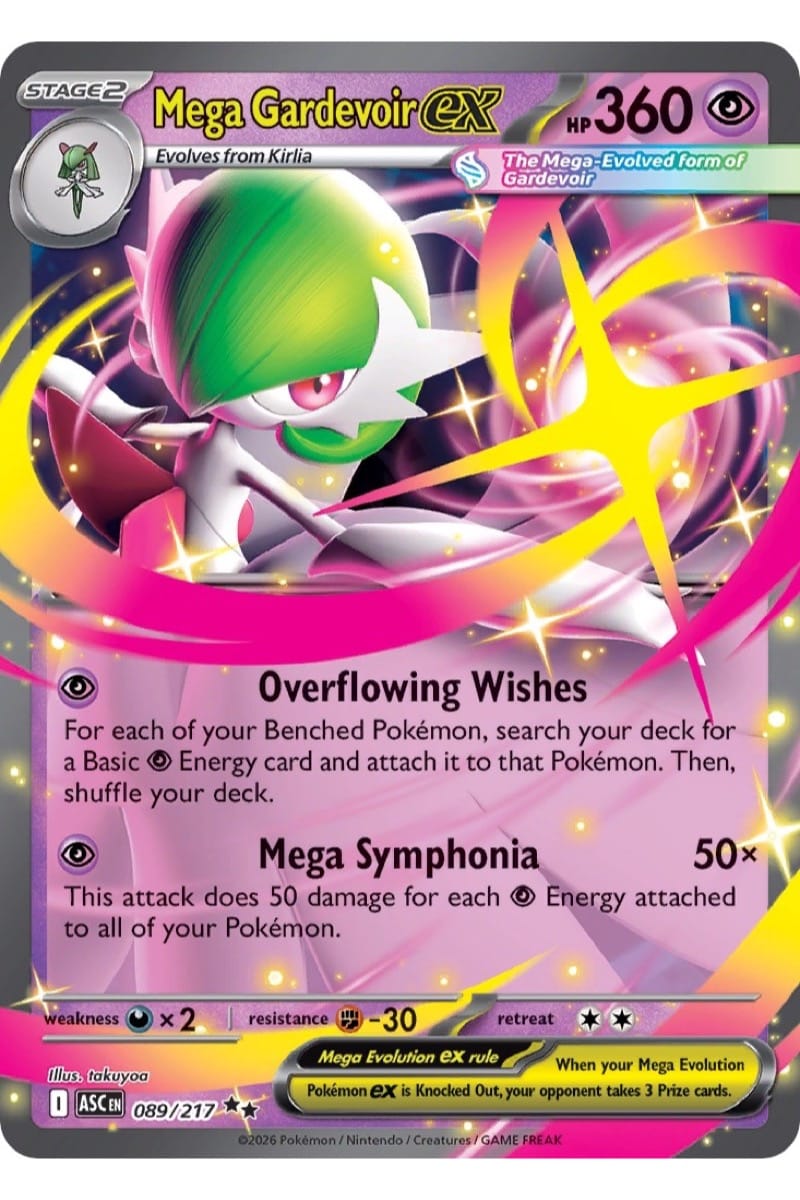 Mega Gardevoir ex, 89/217, Double Rare fra Ascended Heroes, illustreret af takuyoa