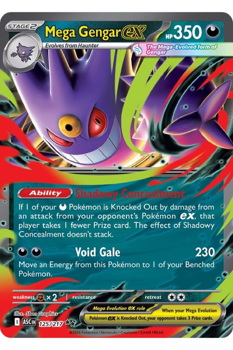 Mega Gengar ex, 125/217, Double Rare fra Ascended Heroes, illustreret af 5ban Graphics