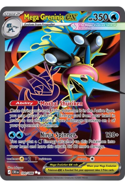 Mega Greninja ex 100/86 Ultra Rare Pokémon-kort fra Chaos Rising