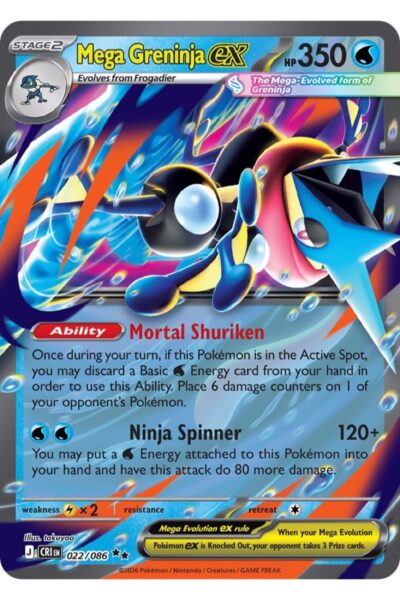 Mega Greninja ex, nummer 22/86, Double Rare fra Chaos Rising