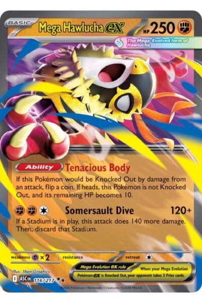 Mega Hawlucha ex, kort nummer 116/217, Double Rare fra Ascended Heroes