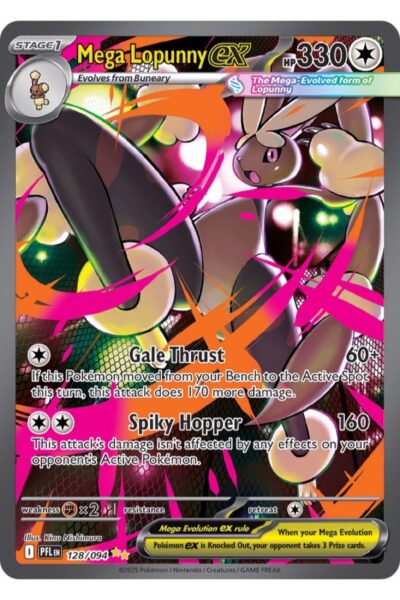 Mega Lopunny ex 128/94 Special Illustration Rare fra Phantasmal Flames, illustreret af Kinu Nishimura