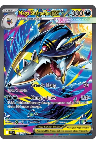 Mega Sharpedo ex 127/94 Special Illustration Rare fra Phantasmal Flames, illustreret af nagimiso