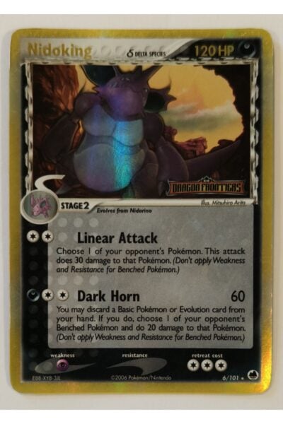 Nidoking δ Pokémon-kort nummer 6/101 fra sættet Dragon Frontiers, Rare Holo