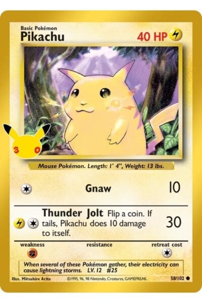 Pikachu-kort nummer 58 fra 30th Celebration: Classic Collection, illustreret af Mitsuhiro Arita