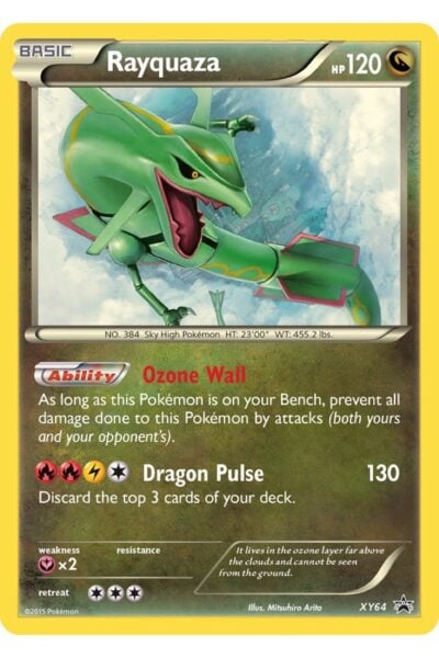 Rayquaza XY64 promo-kort fra XY Black Star Promos med illustration af Mitsuhiro Arita