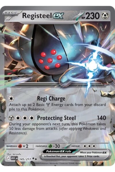 Registeel ex 145/217 Double Rare fra Ascended Heroes, Pokémon TCG kort