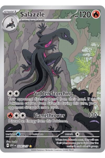 Salazzle Pokémon-kort, Illustration Rare 224/217 fra Ascended Heroes