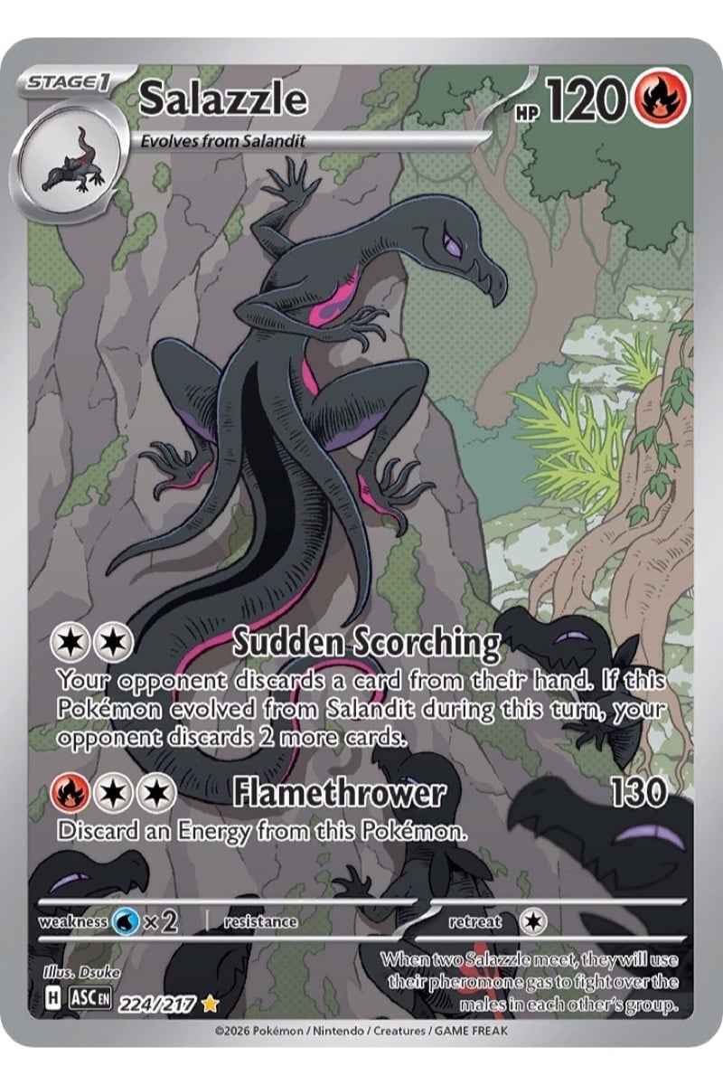 Salazzle Pokémon-kort, Illustration Rare 224/217 fra Ascended Heroes