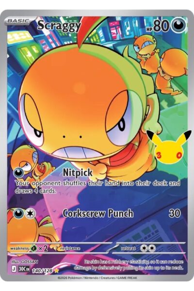 Scraggy 140/128 Illustration Rare fra 30th Celebration, illustreret af GOSSAN