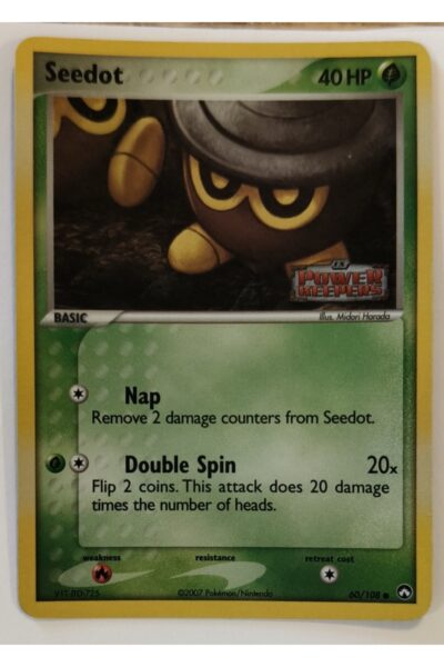 Seedot 60/108 Common fra Power Keepers, Grass-type basis-Pokémon illustreret af Midori Harada