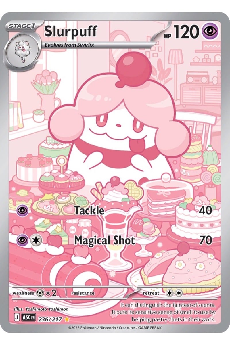 Slurpuff 236/217 Illustration Rare fra Ascended Heroes, illustreret af Yoshimoto Yoshimon
