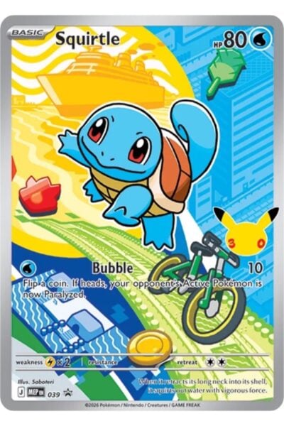 Squirtle nummer 39, Promo-kort fra Mega Evolution Black Star Promos med illustration af Saboteri